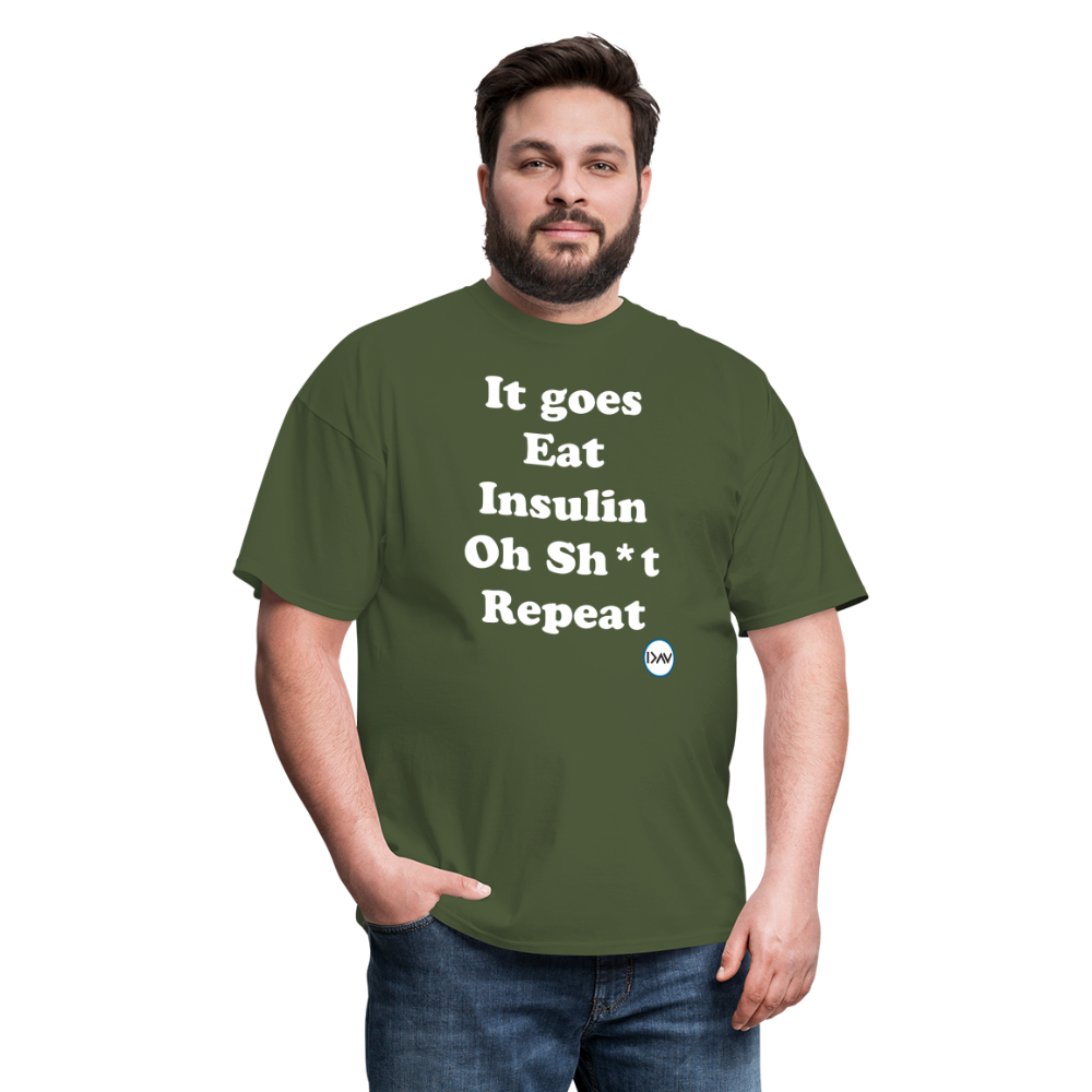 It goes Eat Insulin Oh Sh*t Repeat Parody Unisex Classic T-Shirt - military green