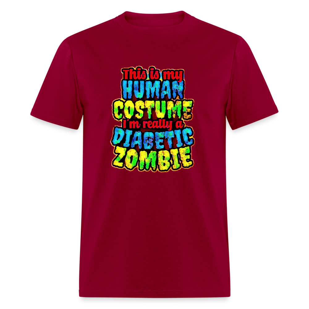 Human Costume Diabetic Zombie T-Shirt Halloween Humor : Unisex Tee Shirt - dark red