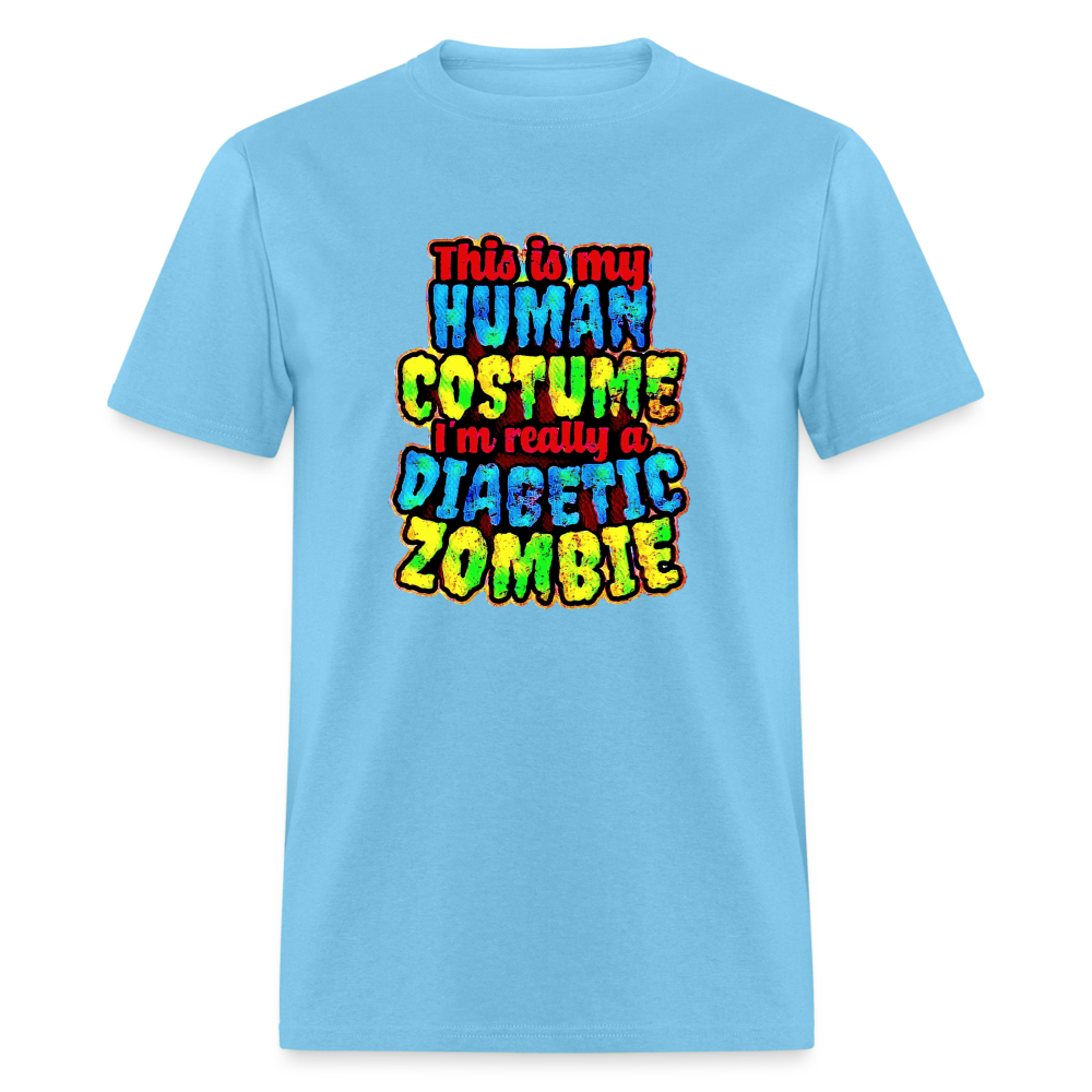 Human Costume Diabetic Zombie T-Shirt Halloween Humor : Unisex Tee Shirt - aquatic blue