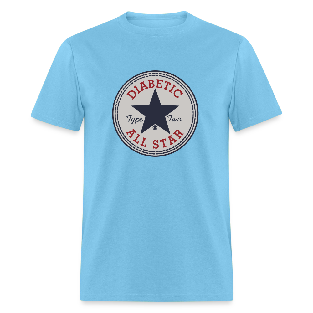 Type 2 All-Star Diabetic Adult Unisex Ringspun Cotton T-Shirt - aquatic blue