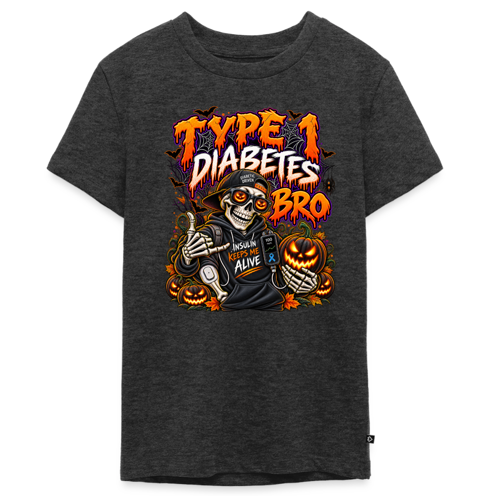 T1D BRO! Halloween Kids' & Youth Premium T-Shirt - heather anthracite