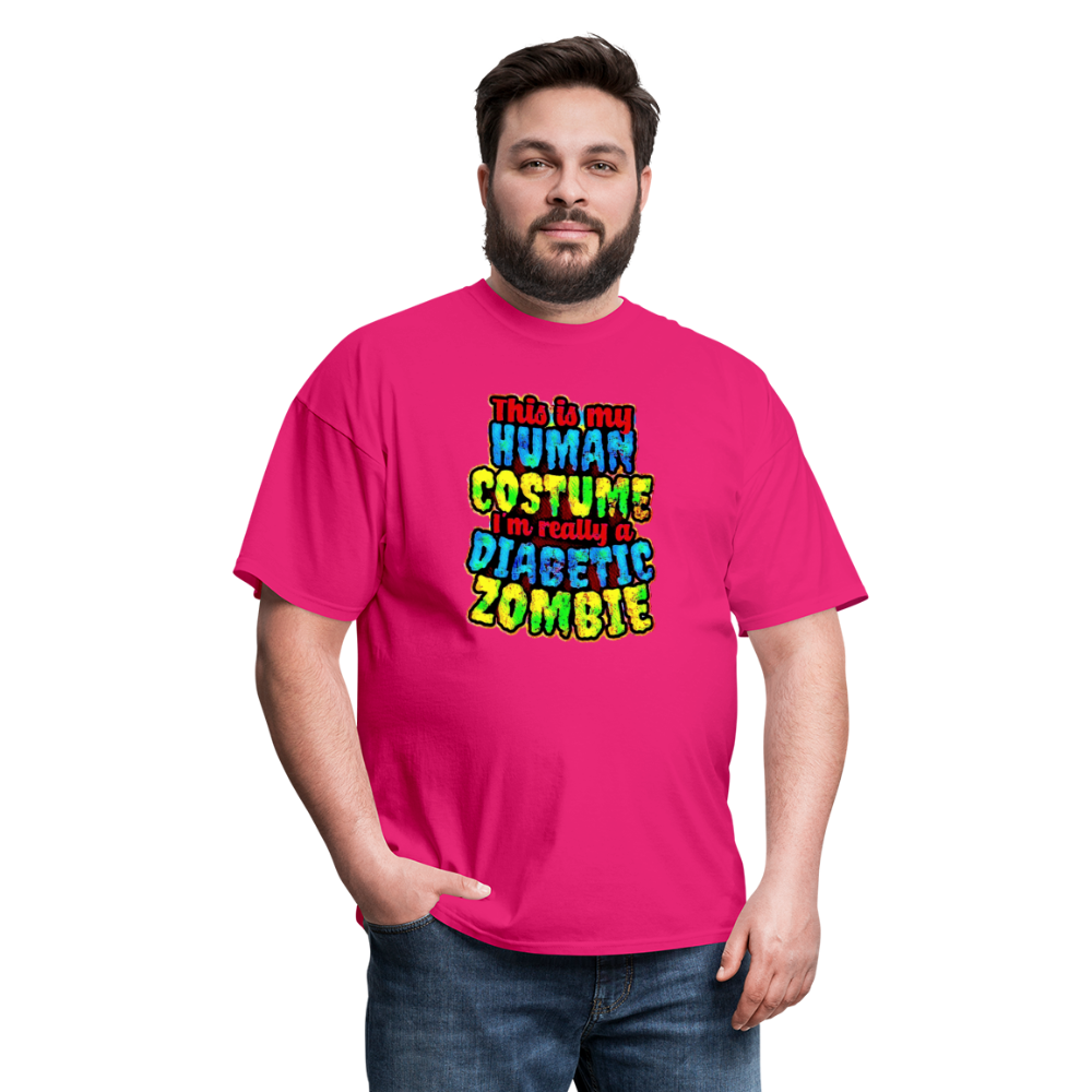 Human Costume Diabetic Zombie T-Shirt Halloween Humor : Unisex Tee Shirt - fuchsia