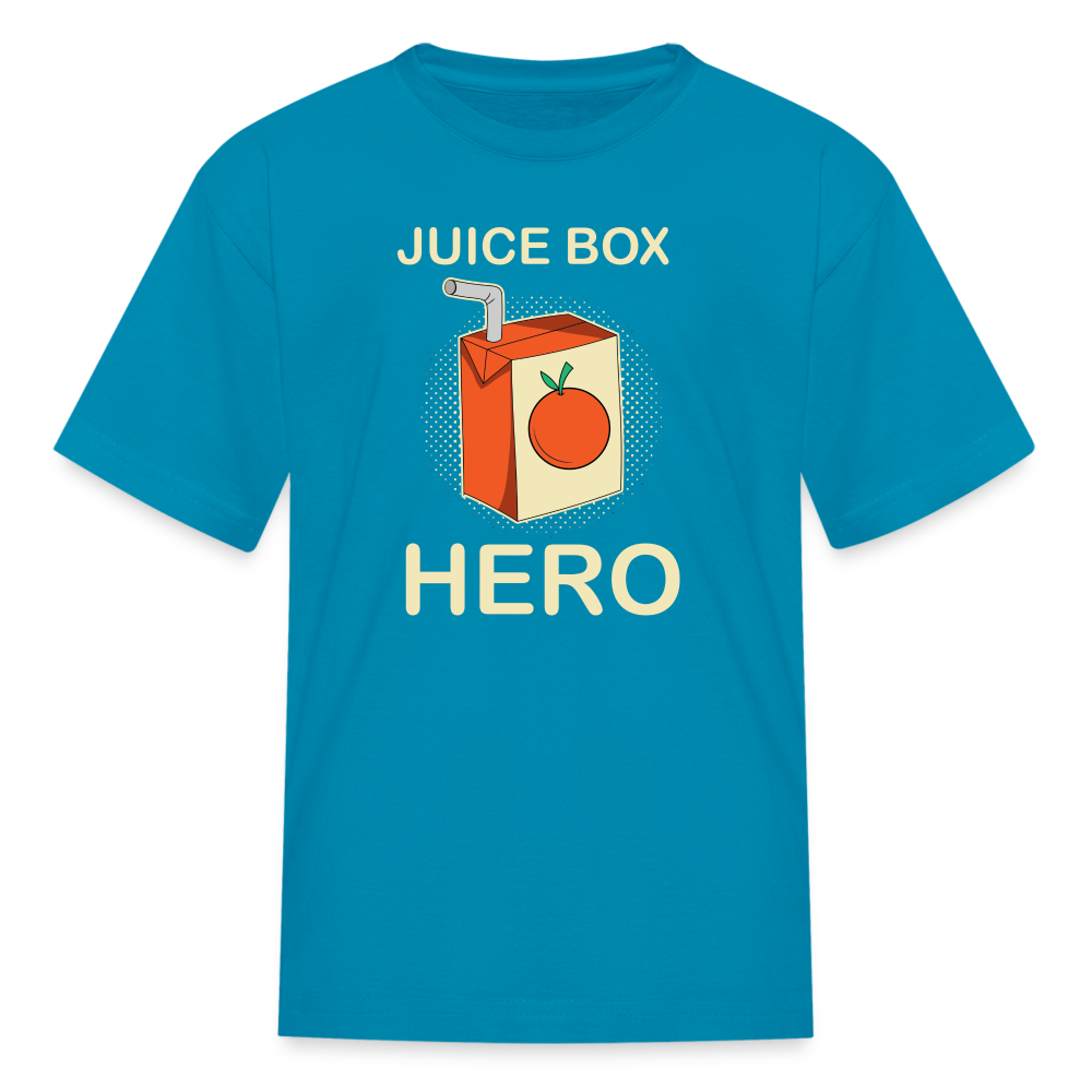 Juice Box Hero Type 1 diabetes awareness kids T-shirt in turquoise