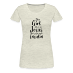 This Girl Runs On Jesus & Insulin Women’s Comfort T-Shirt - heather oatmeal