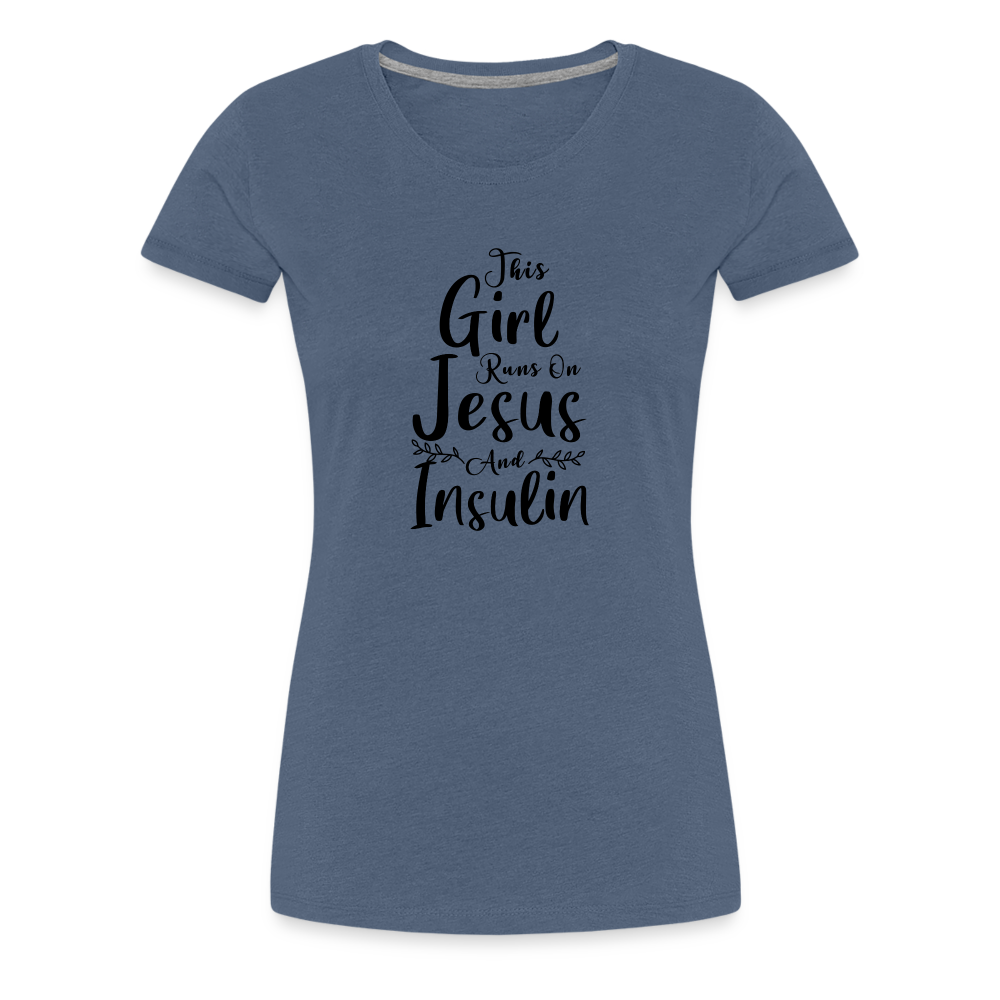 This Girl Runs On Jesus & Insulin Women’s Comfort T-Shirt - heather blue