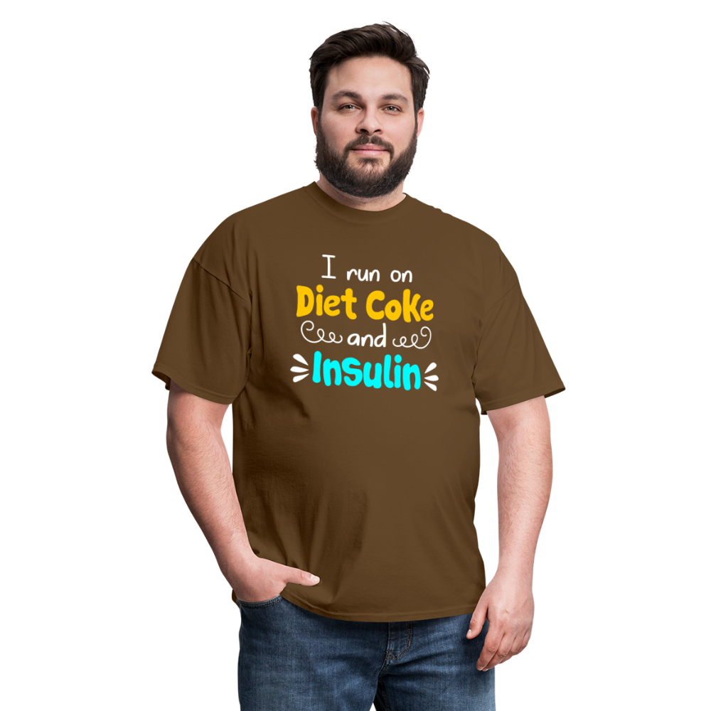 I Run On Diet Coke And Insulin Adult Funny Diabetes Awareness Unisex T-Shirt - brown