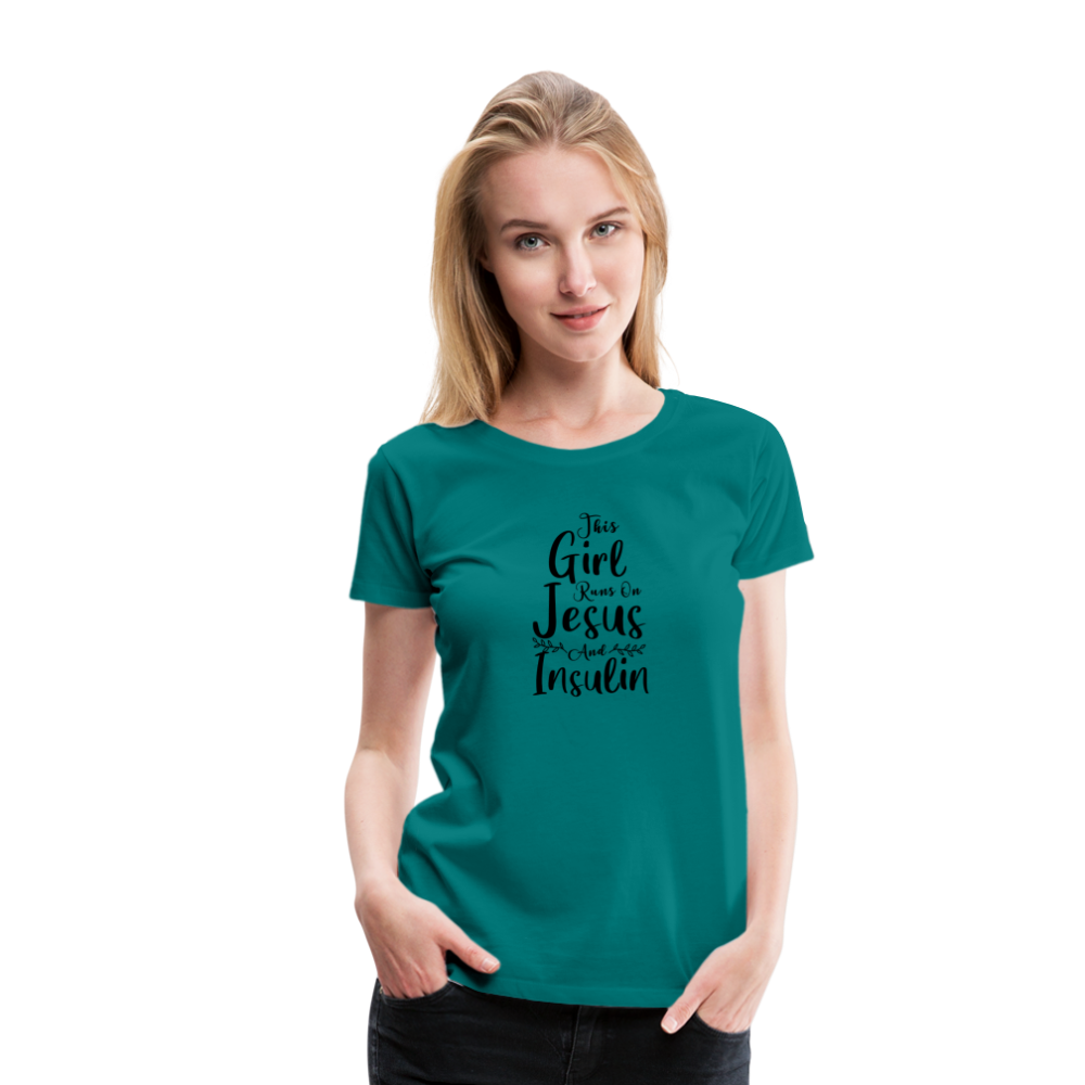 This Girl Runs On Jesus & Insulin Women’s Comfort T-Shirt - teal