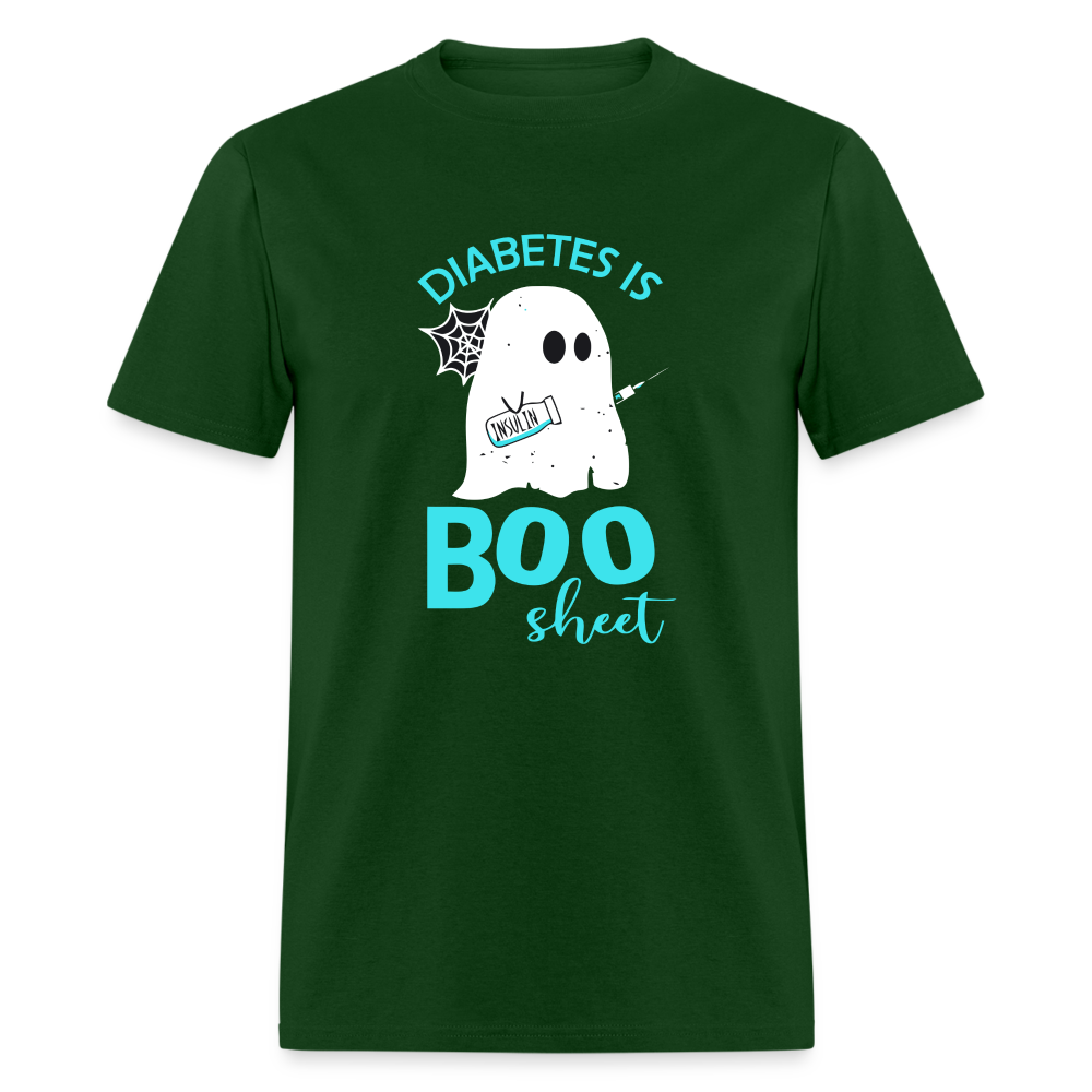 Diabetes Is Boo Sheet Funny Diabetic Halloween Humor Unisex T-Shirt - forest green