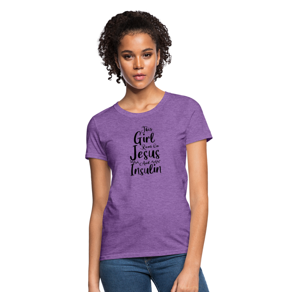 This Girl Runs On Jesus & Insulin Women's T-Shirt - purple heather