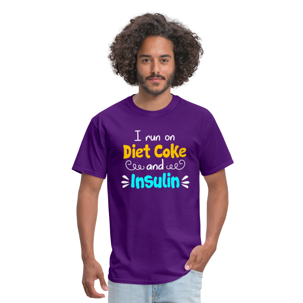 I Run On Diet Coke And Insulin Adult Funny Diabetes Awareness Unisex T-Shirt - purple