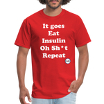It goes Eat Insulin Oh Sh*t Repeat Parody Unisex Classic T-Shirt - red