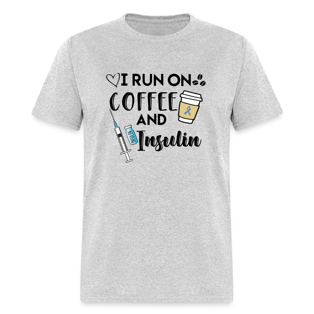 I Run On Coffee & Insulin Adult Unisex Softstyle T-Shirt - heather gray