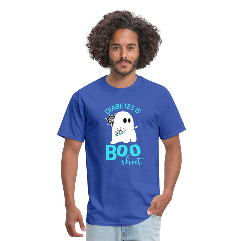 Diabetes Is Boo Sheet Funny Diabetic Halloween Humor Unisex T-Shirt - royal blue