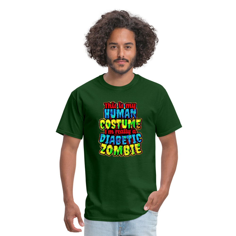 Human Costume Diabetic Zombie T-Shirt Halloween Humor : Unisex Tee Shirt - forest green