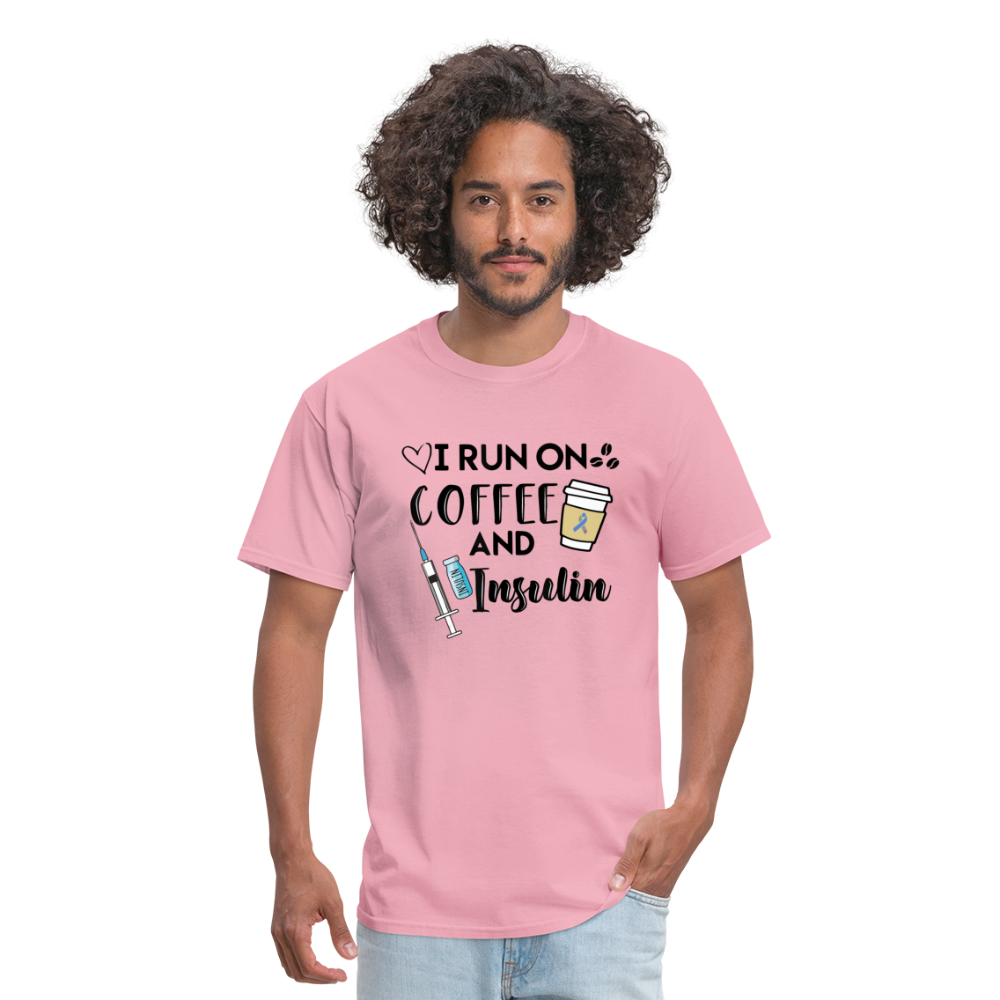 I Run On Coffee & Insulin Adult Unisex Softstyle T-Shirt - pink