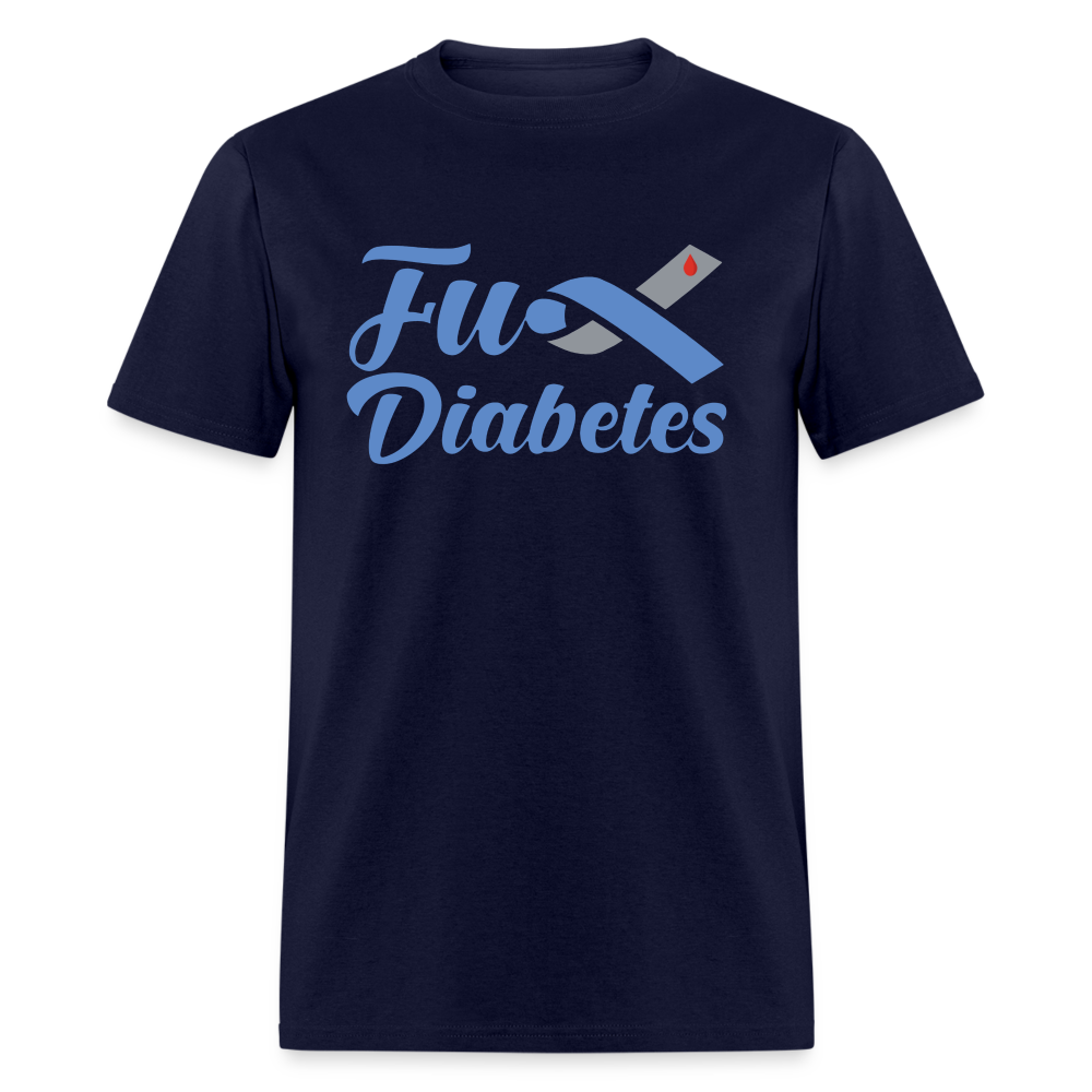 Fu*K Diabetes Blue Ribbon Diabetic Awareness Unisex T-Shirt - navy