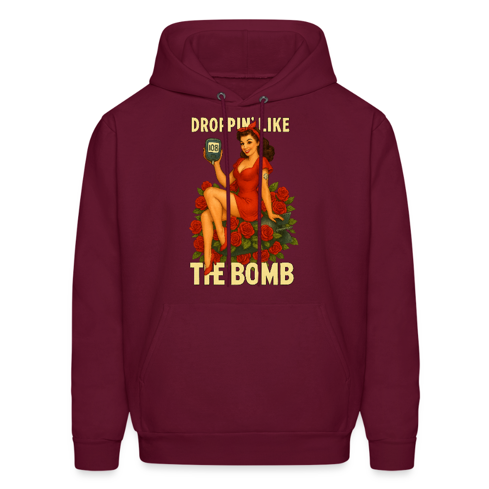 Droppin' Like The Bomb T1D Awarness Pin-up Style Unisex Hoodie - burgundy