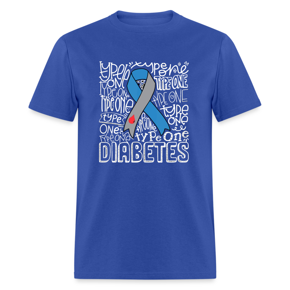 Diabetes Awareness Ribbon Word Art Artwork Unisex Softyle T-Shirt - royal blue