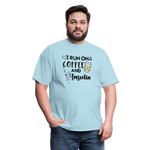 I Run On Coffee & Insulin Adult Unisex Softstyle T-Shirt - powder blue