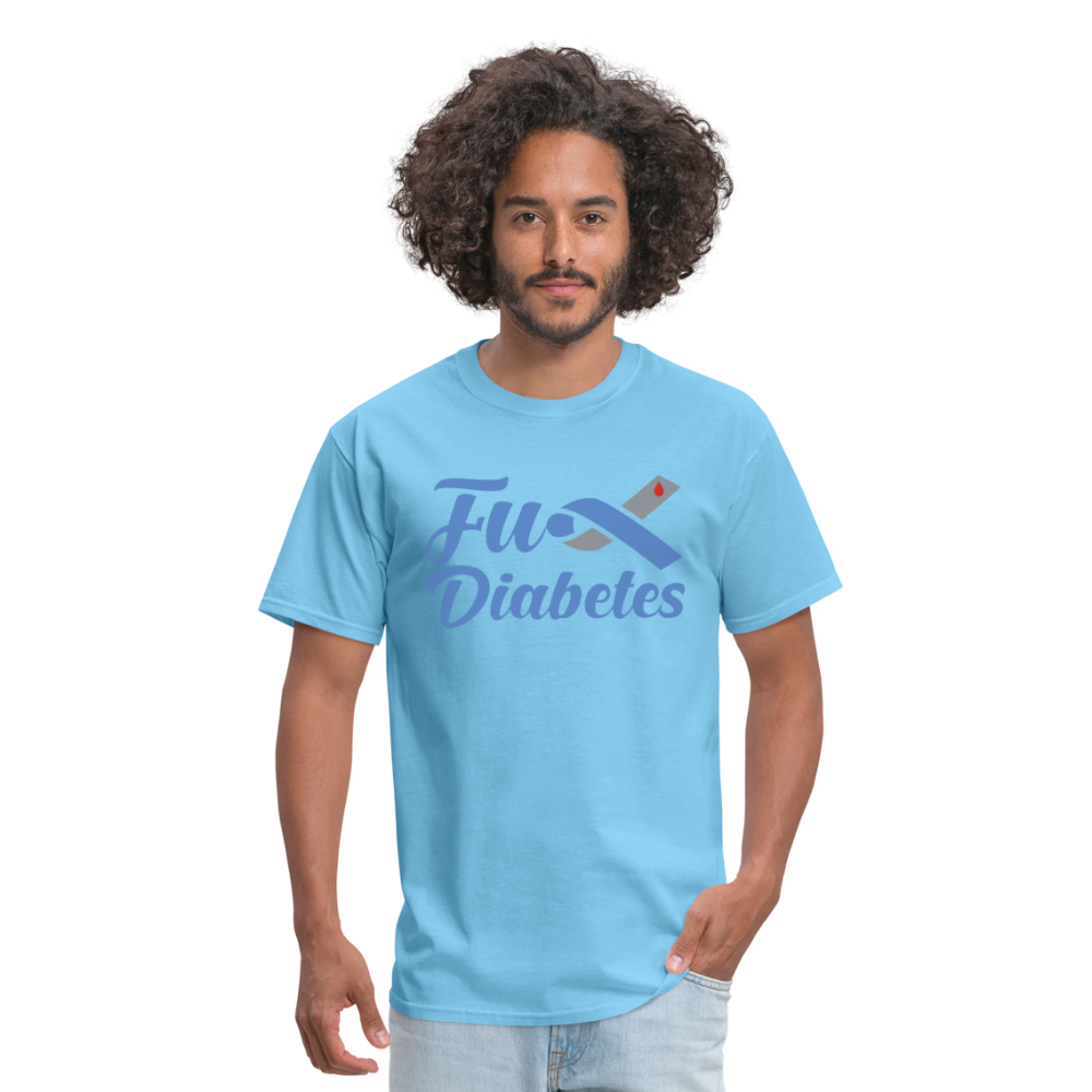 Fu*K Diabetes Blue Ribbon Diabetic Awareness Unisex T-Shirt - aquatic blue