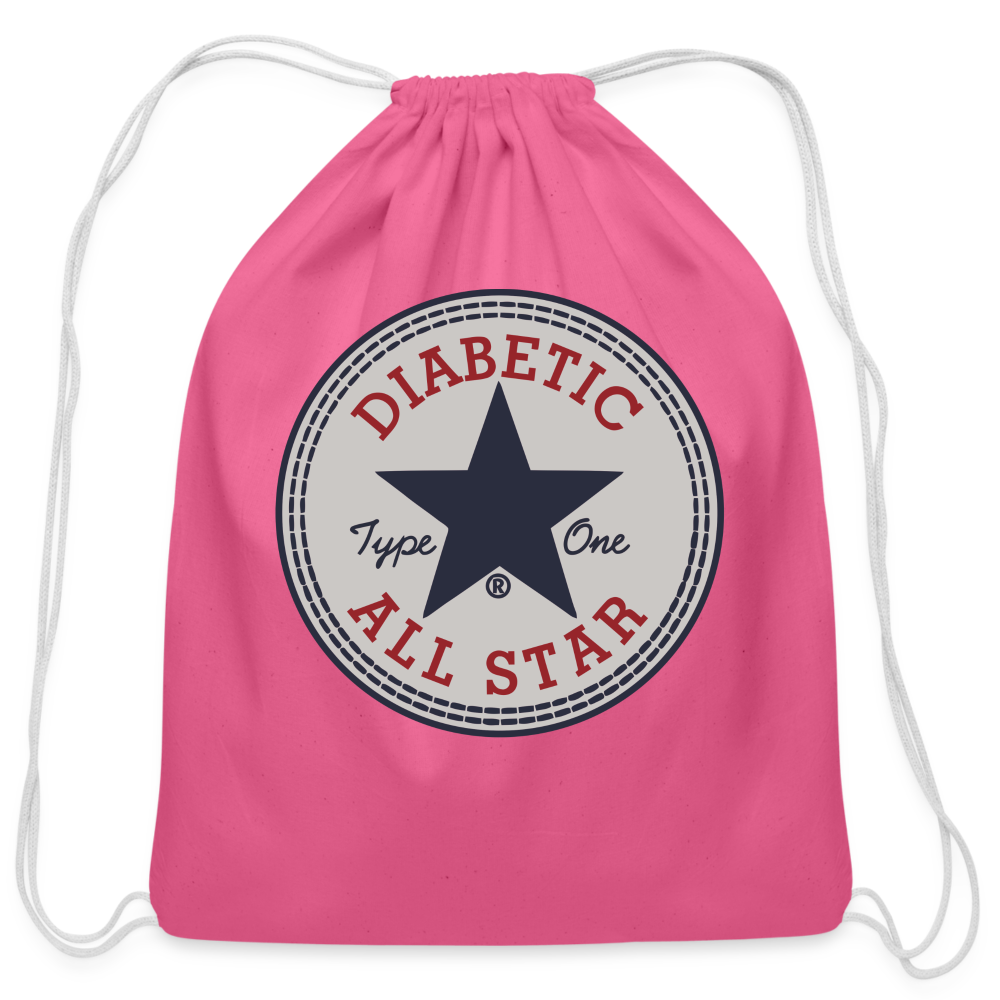 Diabetic Type One All Star Diabetic Supplies Storage Cotton Drawstring Bag - pink