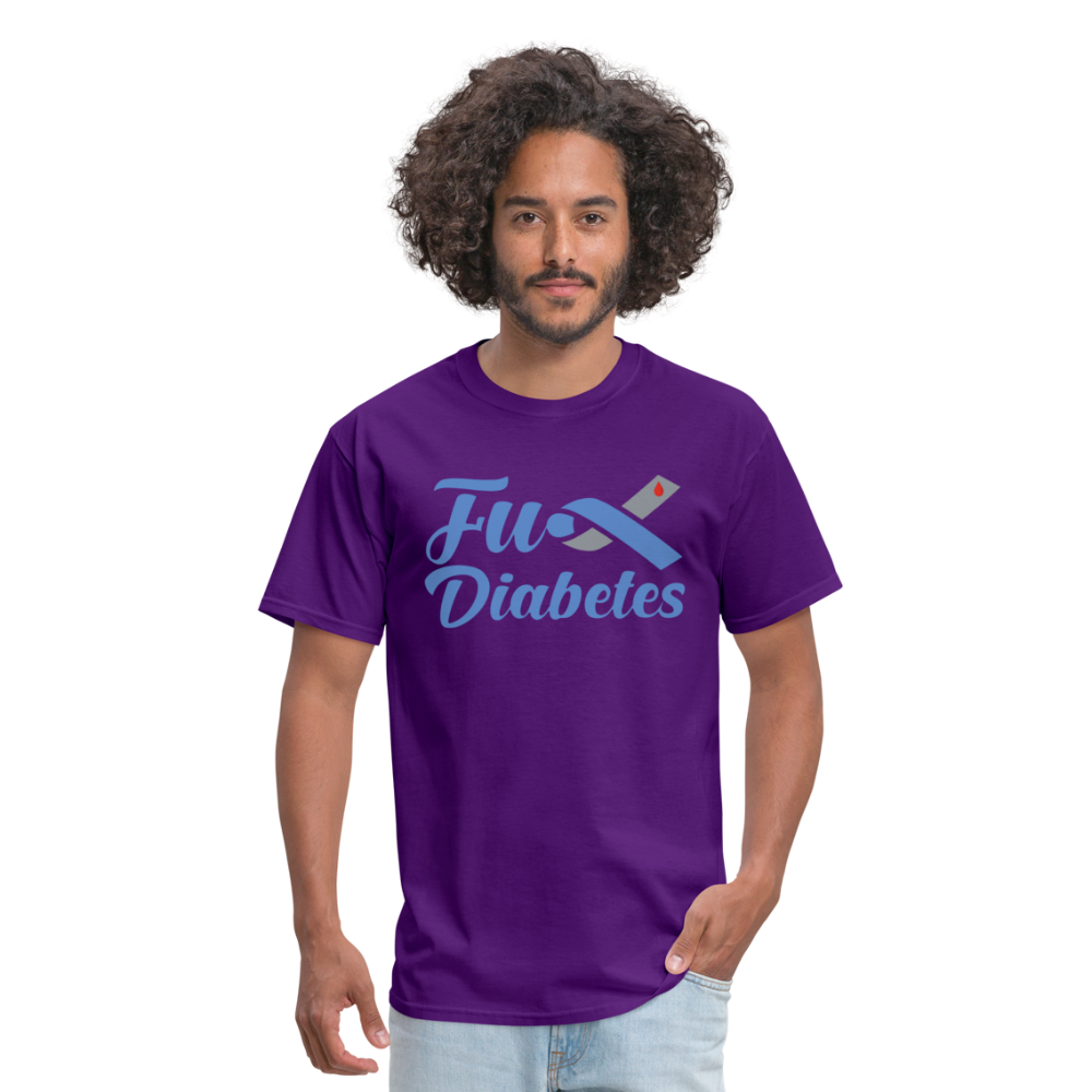 Fu*K Diabetes Blue Ribbon Diabetic Awareness Unisex T-Shirt - purple