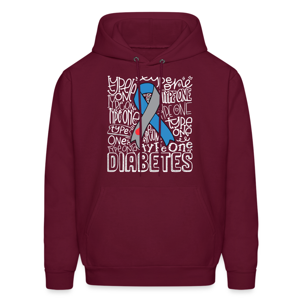 Diabetes Awareness Ribbon Unisex Softstyle Hoodie - burgundy