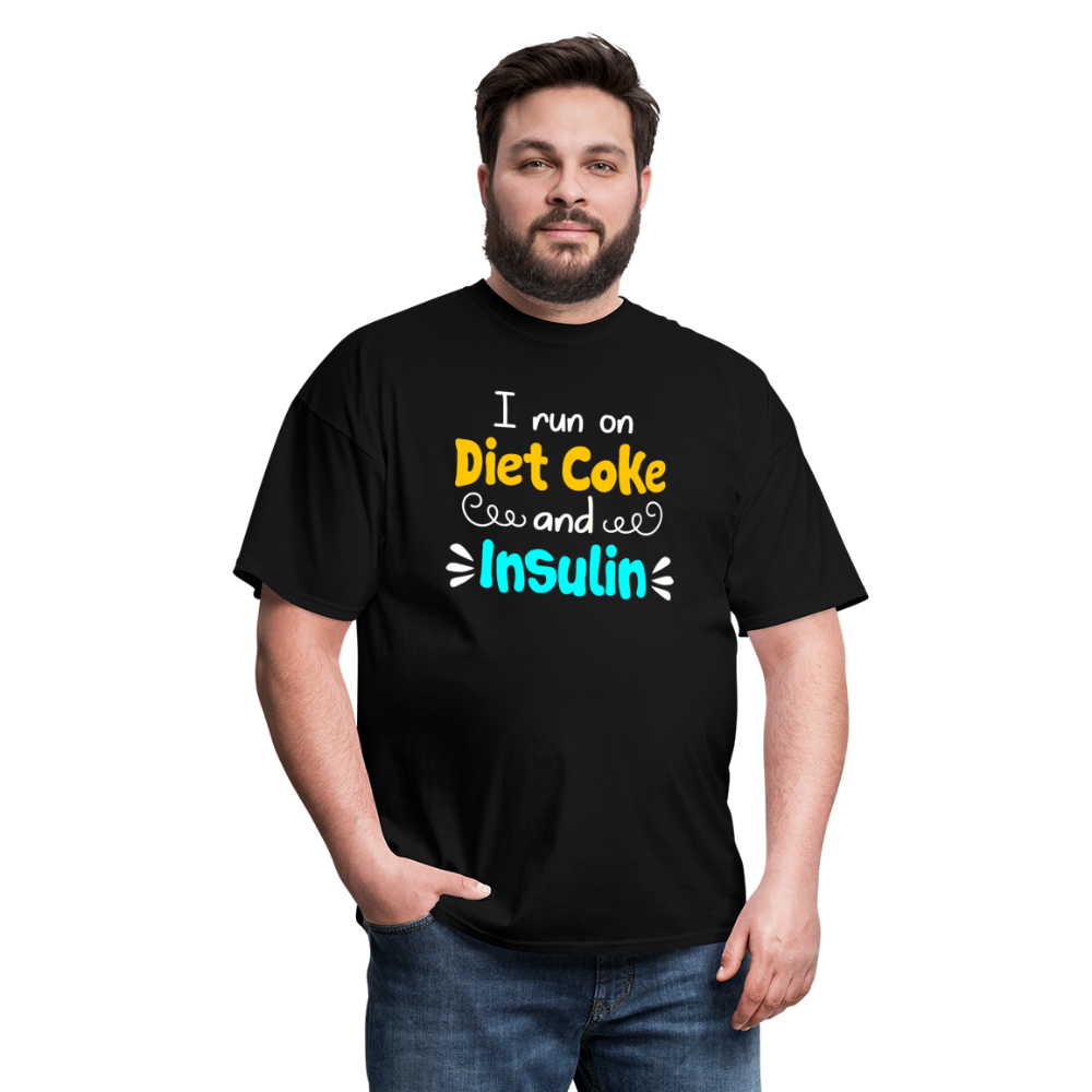 I Run On Diet Coke And Insulin Adult Funny Diabetes Awareness Unisex T-Shirt - black