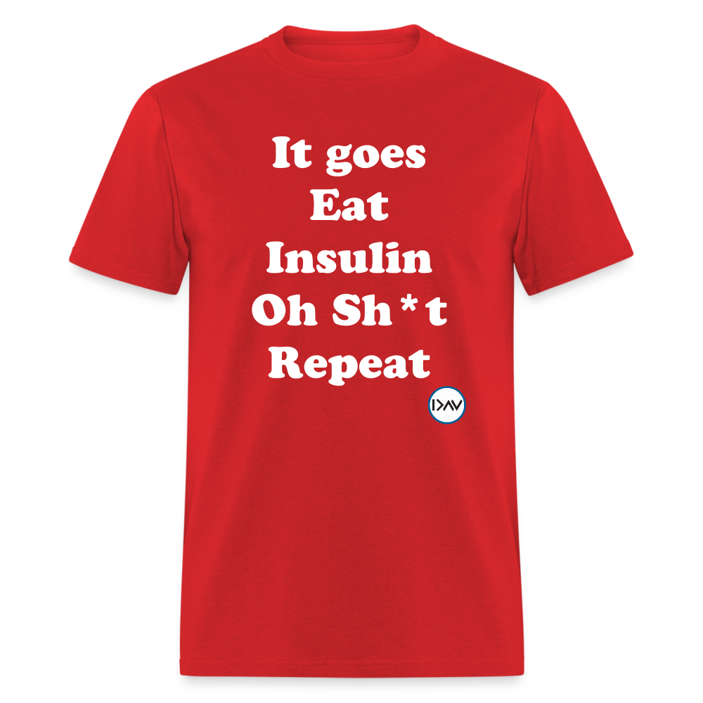 It goes Eat Insulin Oh Sh*t Repeat Parody Unisex Classic T-Shirt - red