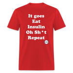 It goes Eat Insulin Oh Sh*t Repeat Parody Unisex Classic T-Shirt - red
