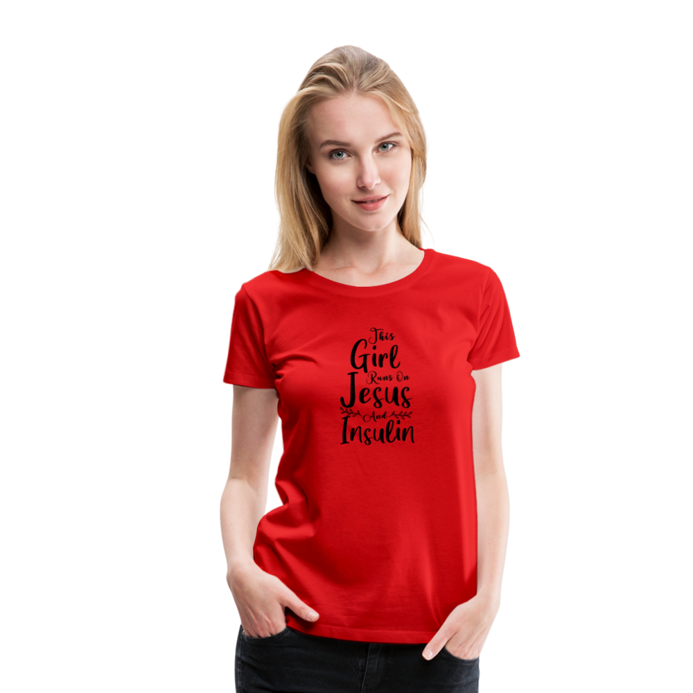 This Girl Runs On Jesus & Insulin Women’s Comfort T-Shirt - red