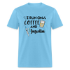 I Run On Coffee & Insulin Adult Unisex Softstyle T-Shirt - aquatic blue