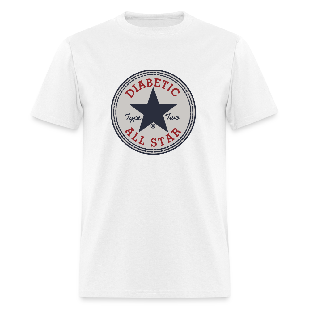 Type 2 All-Star Diabetic Adult Unisex Ringspun Cotton T-Shirt - white