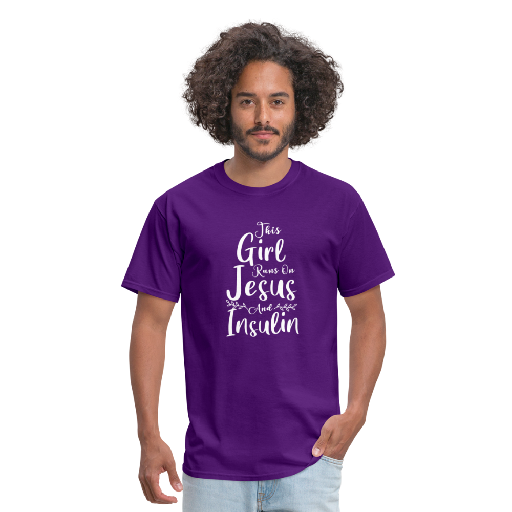 This Girl Runs On Jesus And Insulin Diabetes Awareness Unisex Classic T-Shirt - purple