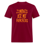 Zombies Ate My Pancreas Diabetic Humor Adult T-Shirt - burgundy