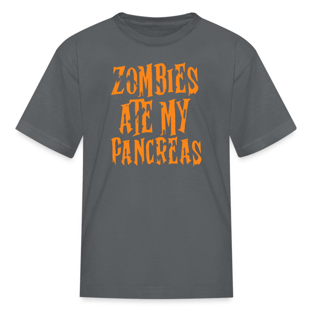 Zombies Ate My Pancreas Halloween Kids' T-Shirt - charcoal