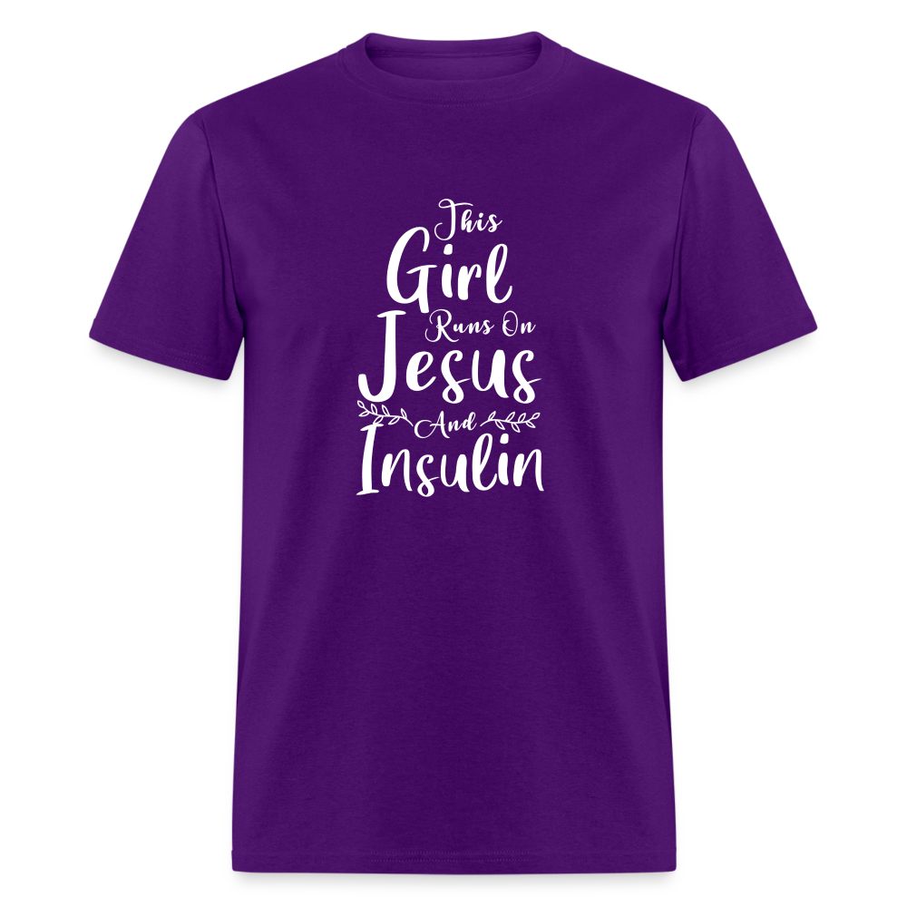 This Girl Runs On Jesus And Insulin Diabetes Awareness Unisex Classic T-Shirt - purple