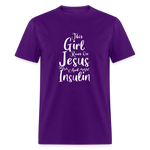 This Girl Runs On Jesus And Insulin Diabetes Awareness Unisex Classic T-Shirt - purple