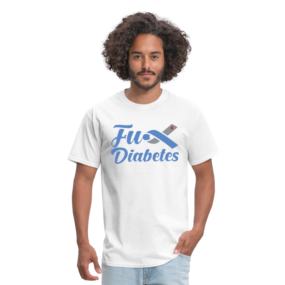 Fu*K Diabetes Blue Ribbon Diabetic Awareness Unisex T-Shirt - white