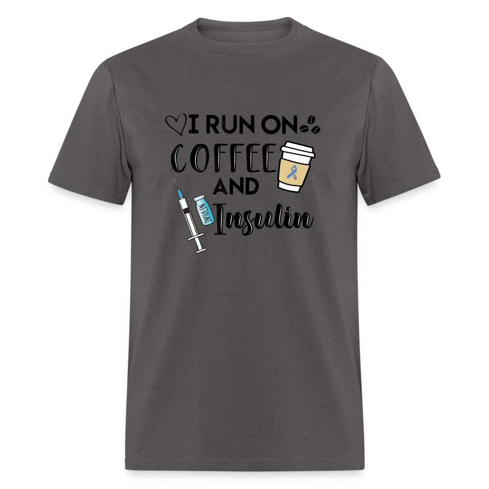 I Run On Coffee & Insulin Adult Unisex Softstyle T-Shirt - charcoal