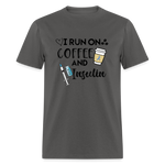 I Run On Coffee & Insulin Adult Unisex Softstyle T-Shirt - charcoal