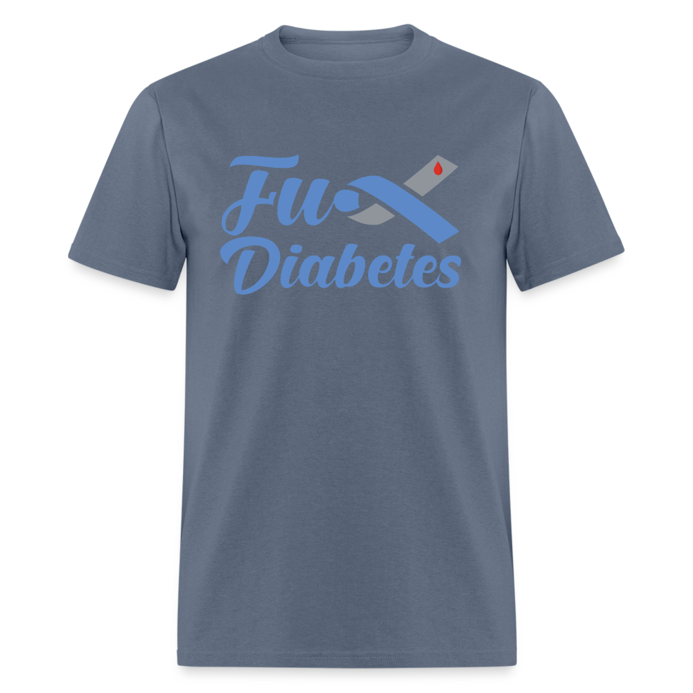 Fu*K Diabetes Blue Ribbon Diabetic Awareness Unisex T-Shirt - denim