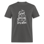 This Girl Runs On Jesus And Insulin Diabetes Awareness Unisex Classic T-Shirt - charcoal