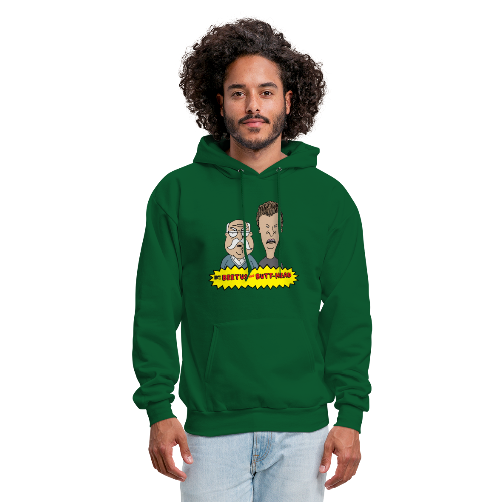 Beetus and Butthead Mashup Adult Unisex Comfort Hoodie - forest green