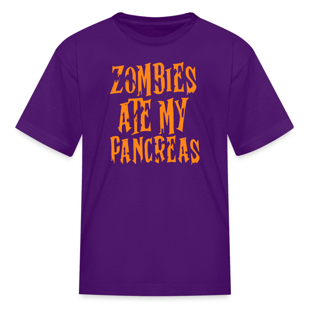 Zombies Ate My Pancreas Halloween Kids' T-Shirt - purple