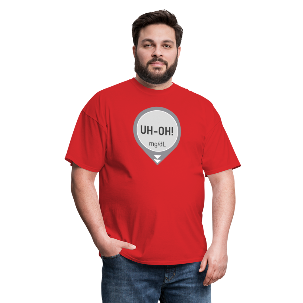 UH-OH! Dexcom Lows Alert Humor Adult Unisex T-Shirt - red