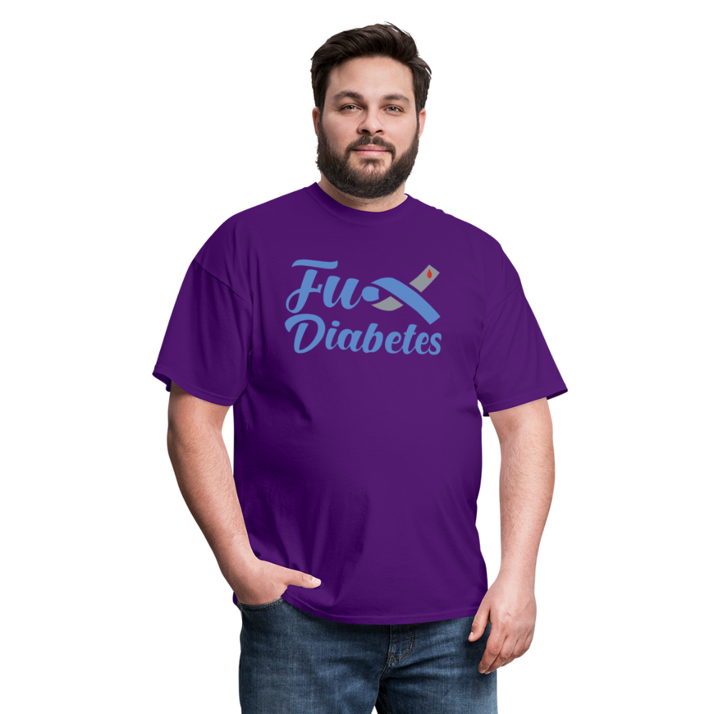 Fu*K Diabetes Blue Ribbon Diabetic Awareness Unisex T-Shirt - purple