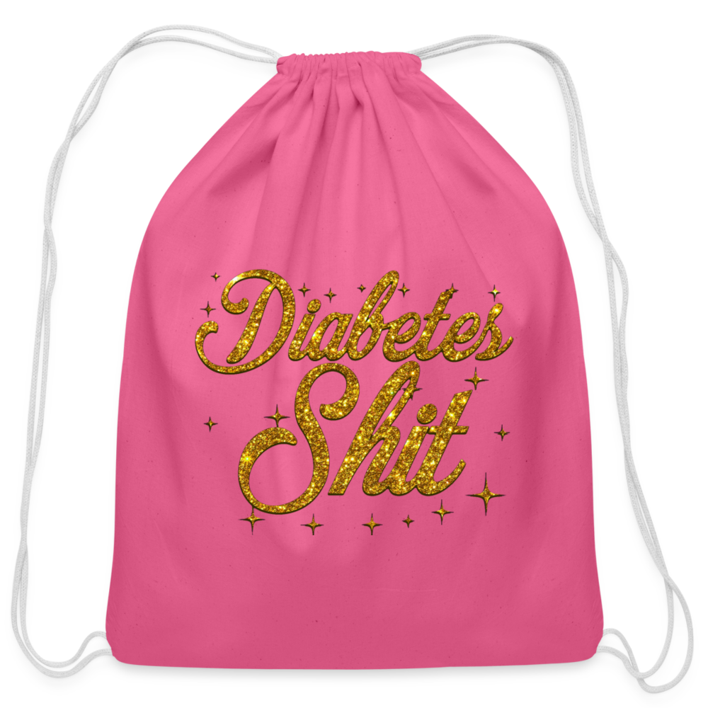 Diabetes Sh*t Go Bag : Cotton Diabetes Awareness Drawstring Satchel - pink