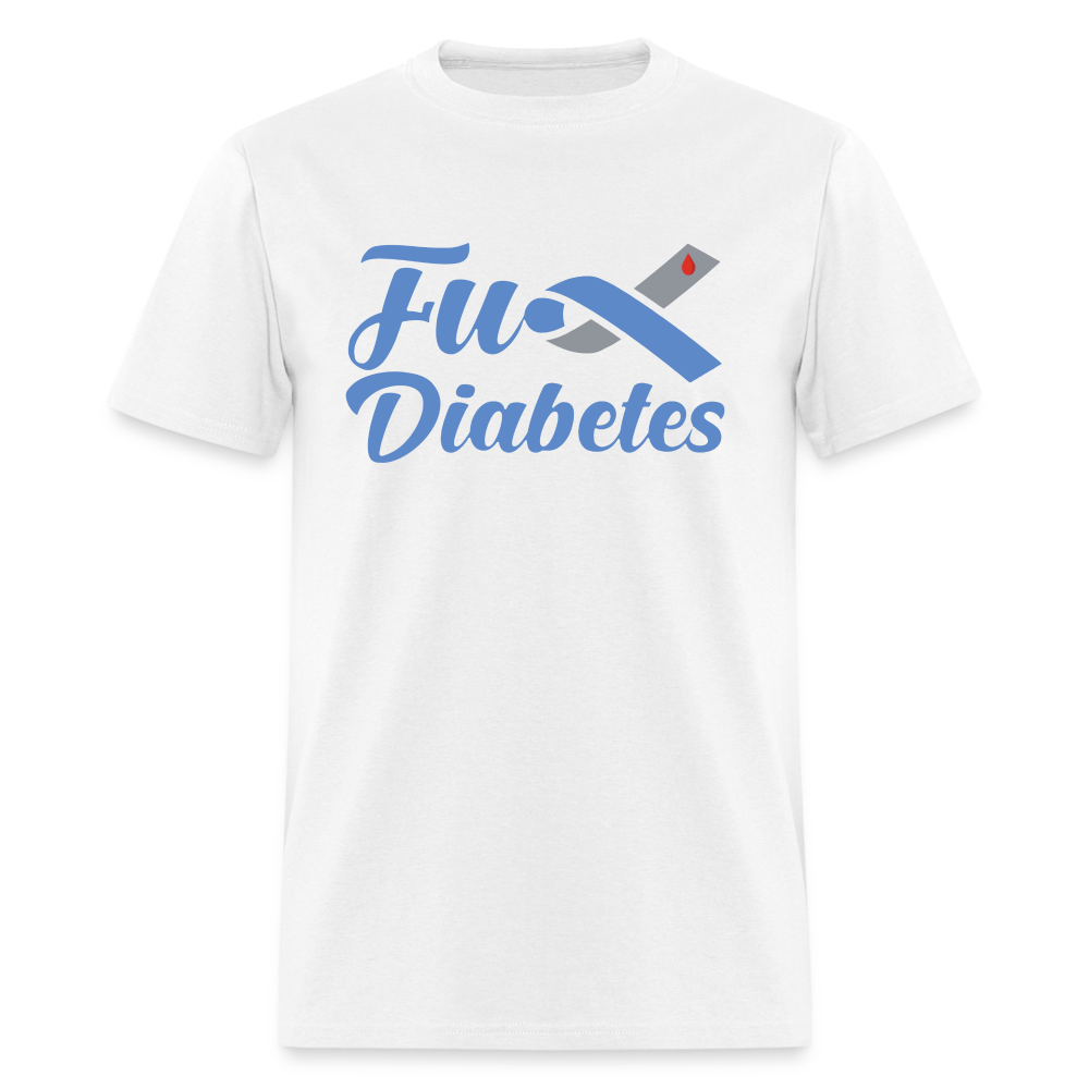 Fu*K Diabetes Blue Ribbon Diabetic Awareness Unisex T-Shirt - white