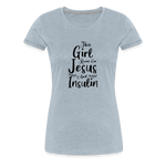 This Girl Runs On Jesus & Insulin Women’s Comfort T-Shirt - heather ice blue